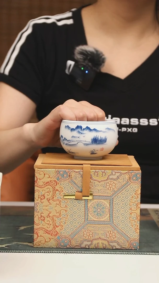 景德镇高温瓷纯手绘禅定杯山水