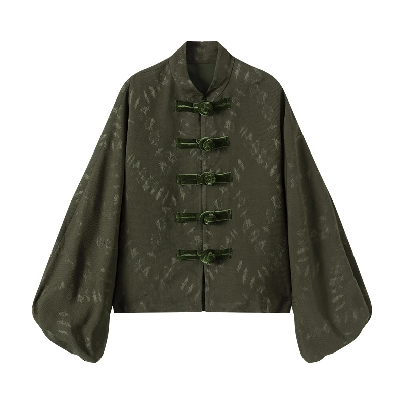 吕小男& X.W.薄款女短外套复古花边短款宽松新中式