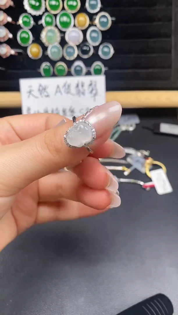 银S925镶嵌戒指翡翠213788