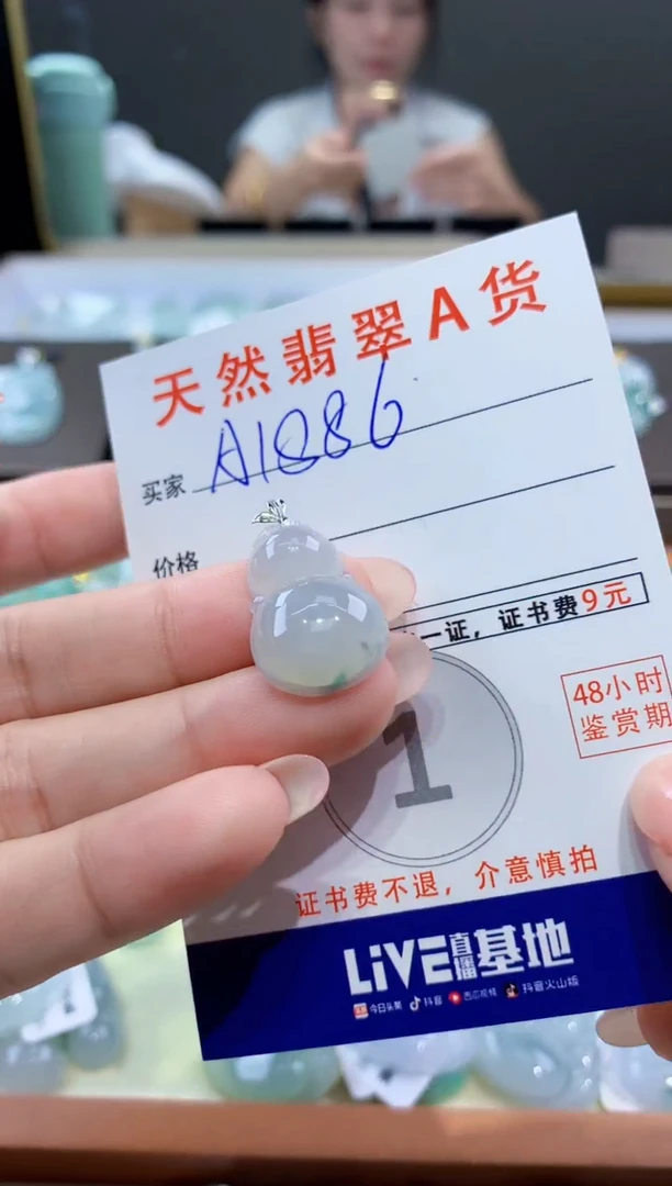 颈饰18K金镶嵌翡翠天然翡翠A货挂件