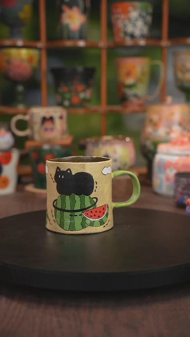 紫砂油画釉下彩手绘脏脏杯
