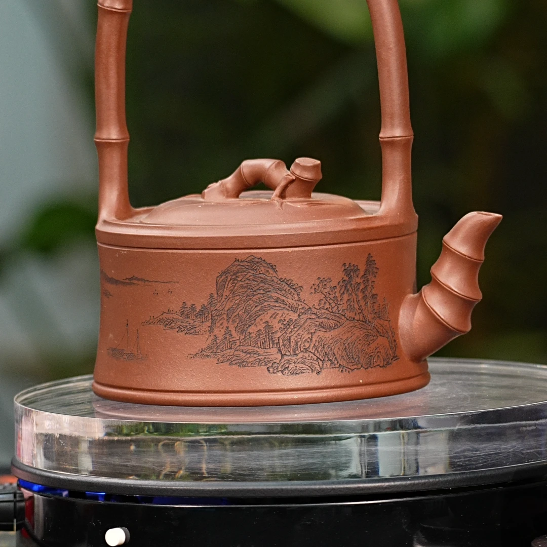 113  竹段提梁 400cc  紫砂壶