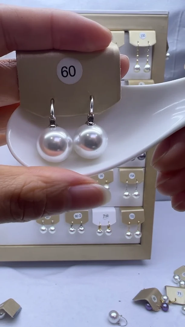 银S925镶嵌耳饰淡水珍珠60