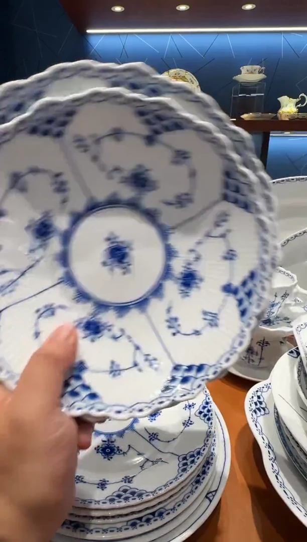 瓷2个8寸棕榈斗形盘+2个9寸棕榈斗形盘