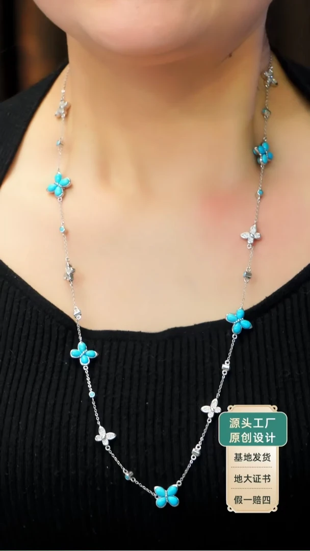 银S925镶嵌绿松石项链发货一件