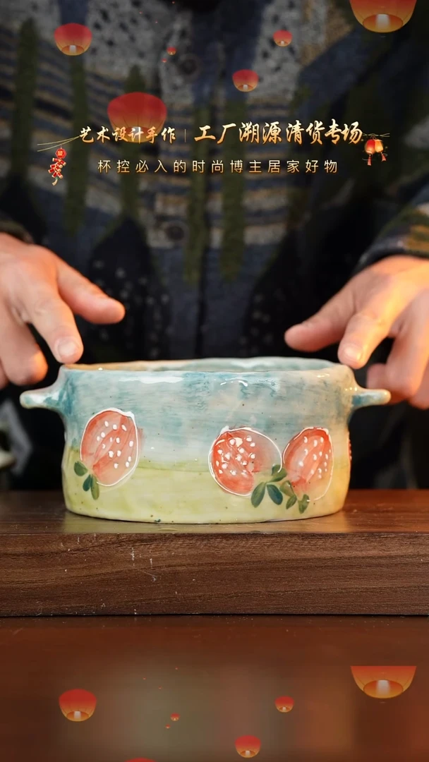 【闪购商品】杯手艺人手绘釉下彩异性器物