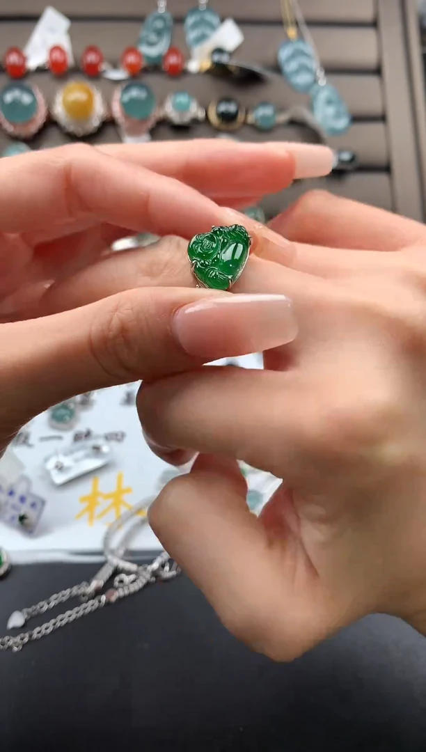 【闪购商品】翡翠戒指银S925镶嵌3213213123