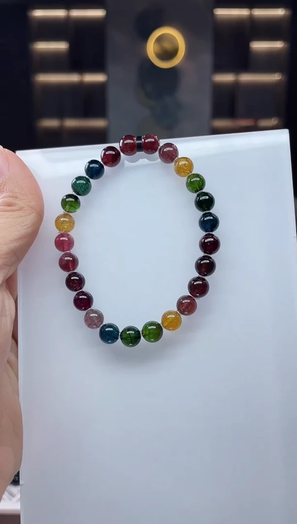 未镶嵌老矿碧玺单圈手串7mm+碧玺（多样性发一条）Q