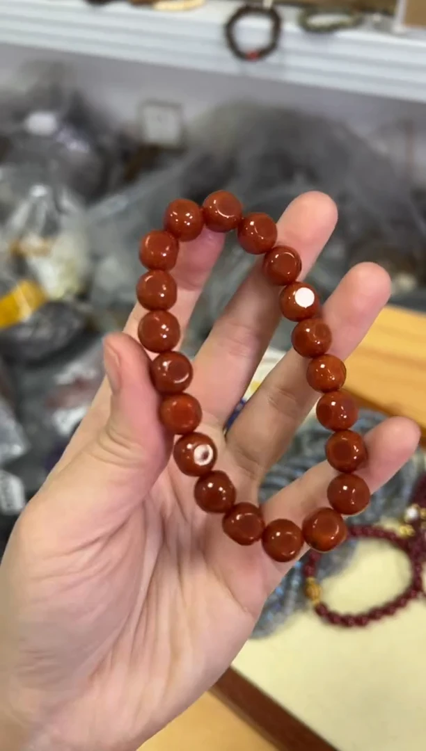 【闪购商品】玛瑙/玉髓手链未镶嵌四方切面柿子红玛瑙手串[0506]