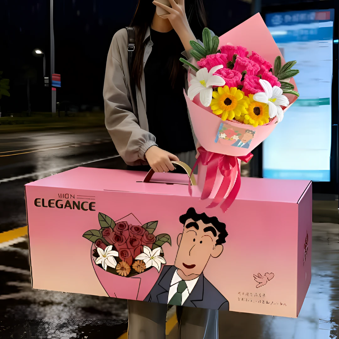 柚萝广志送给美伢的花束蜡笔小新同款花浪漫新年节送女友生日礼物