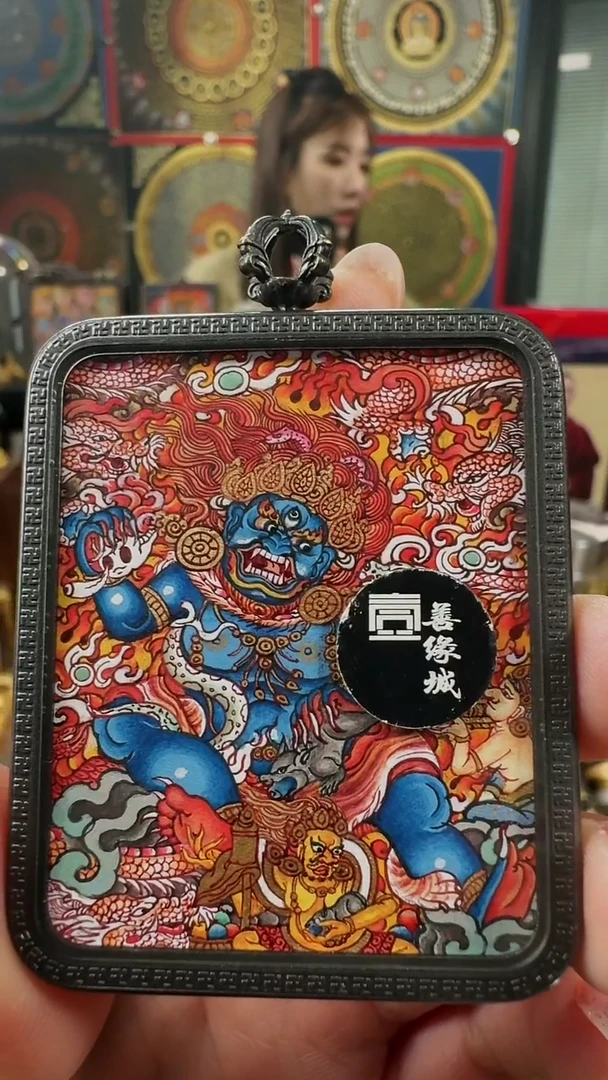 吊坠壹善缘城手绘唐卡黑C