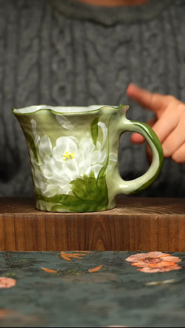 杯釉下彩手工手绘同款陶器
