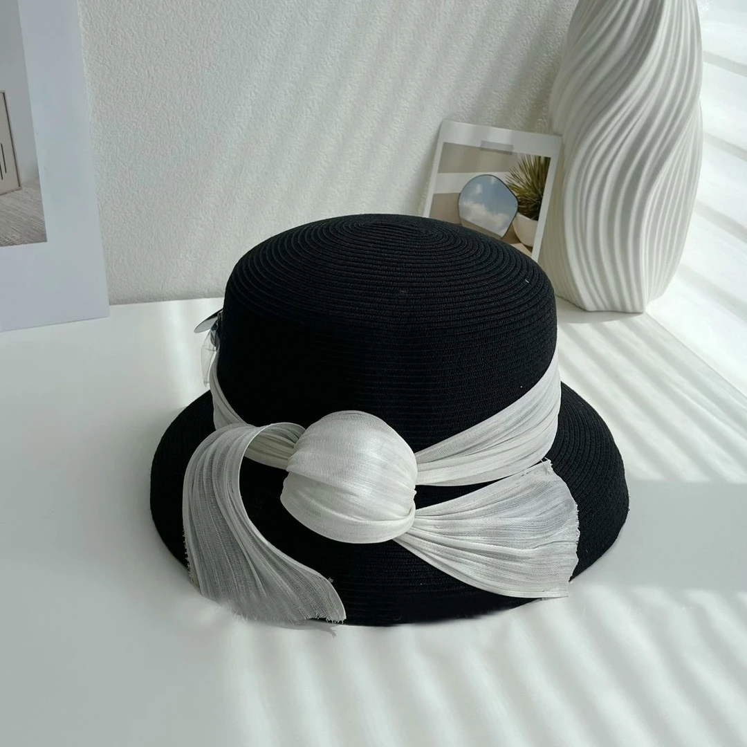 [48小时发货]杨老师同款麻法式赫本风遮阳帽