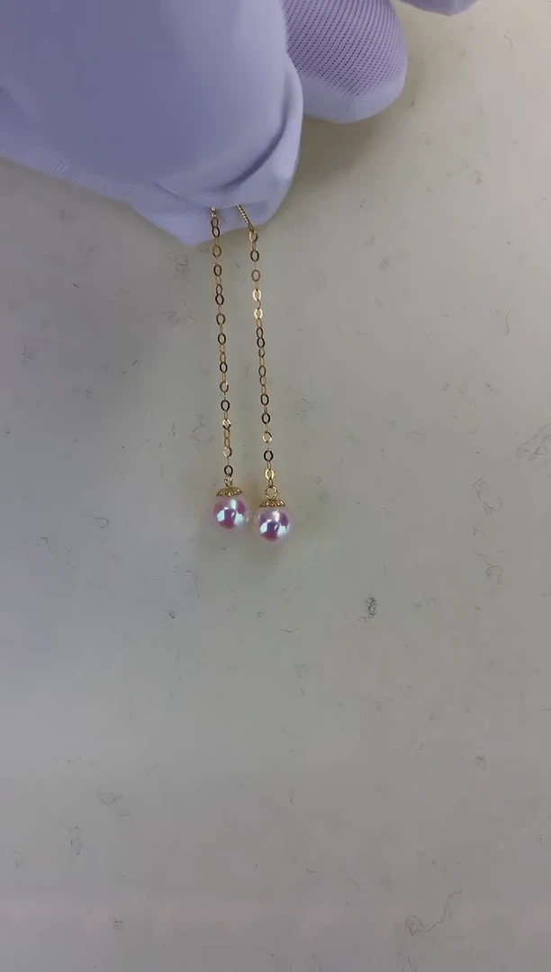 18K金镶嵌DA海水珍珠 GD144 5-6 耳线定制