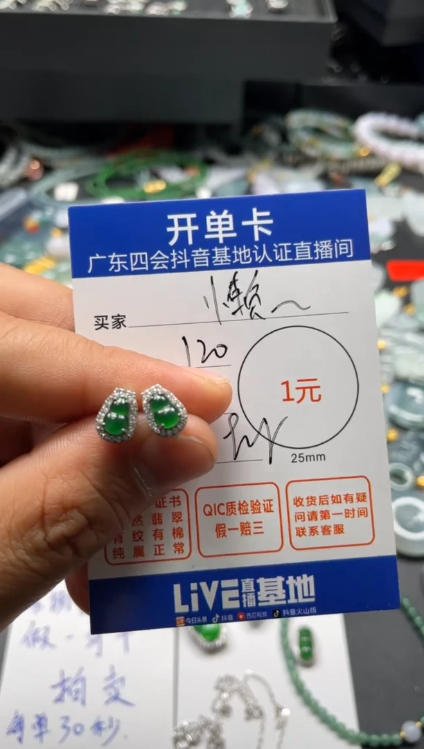 【闪购商品】翡翠颈饰银S925镶嵌耳钉