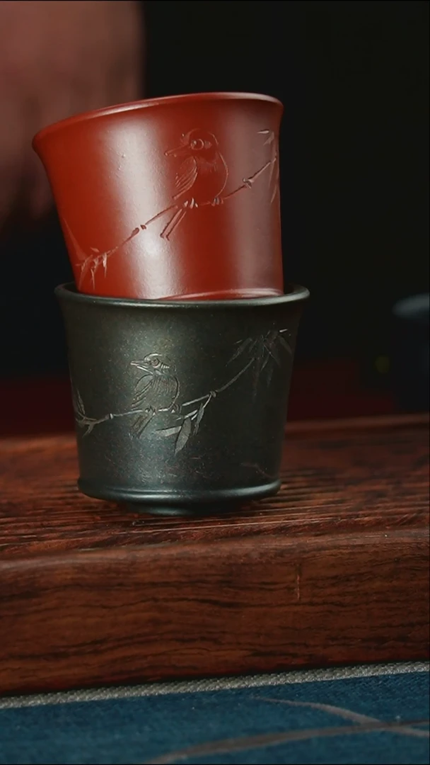 茶杯紫砂小鸟杯杯2只
