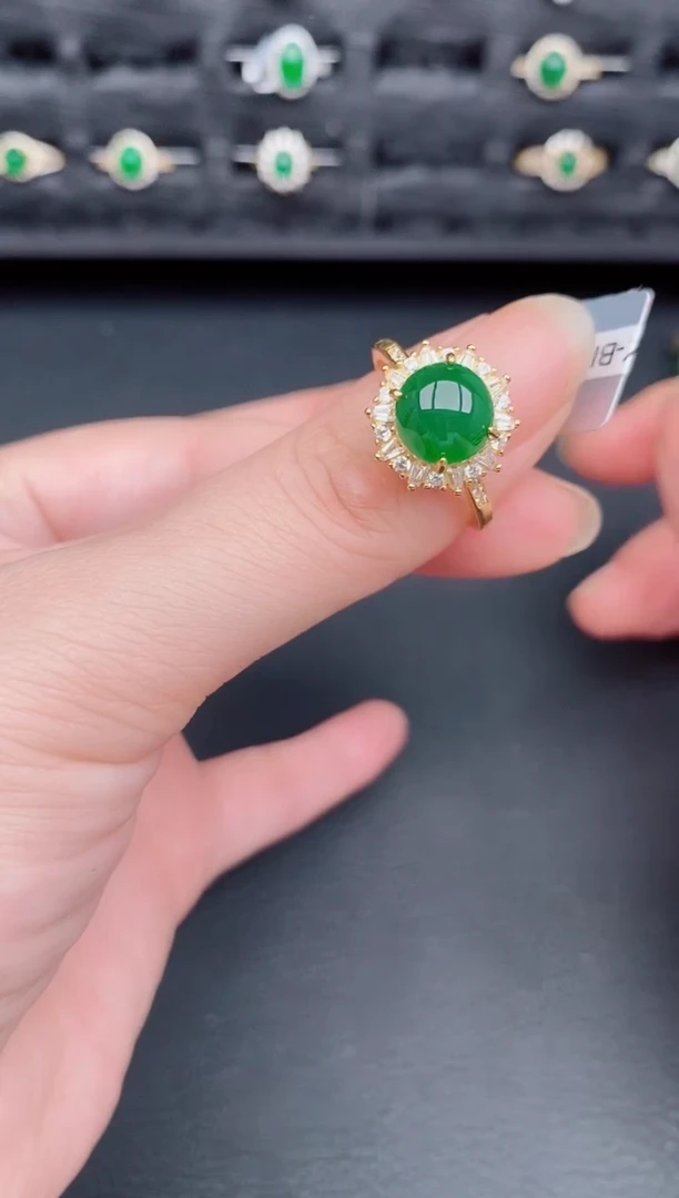 银S925镶嵌戒指翡翠天然a货翡翠94