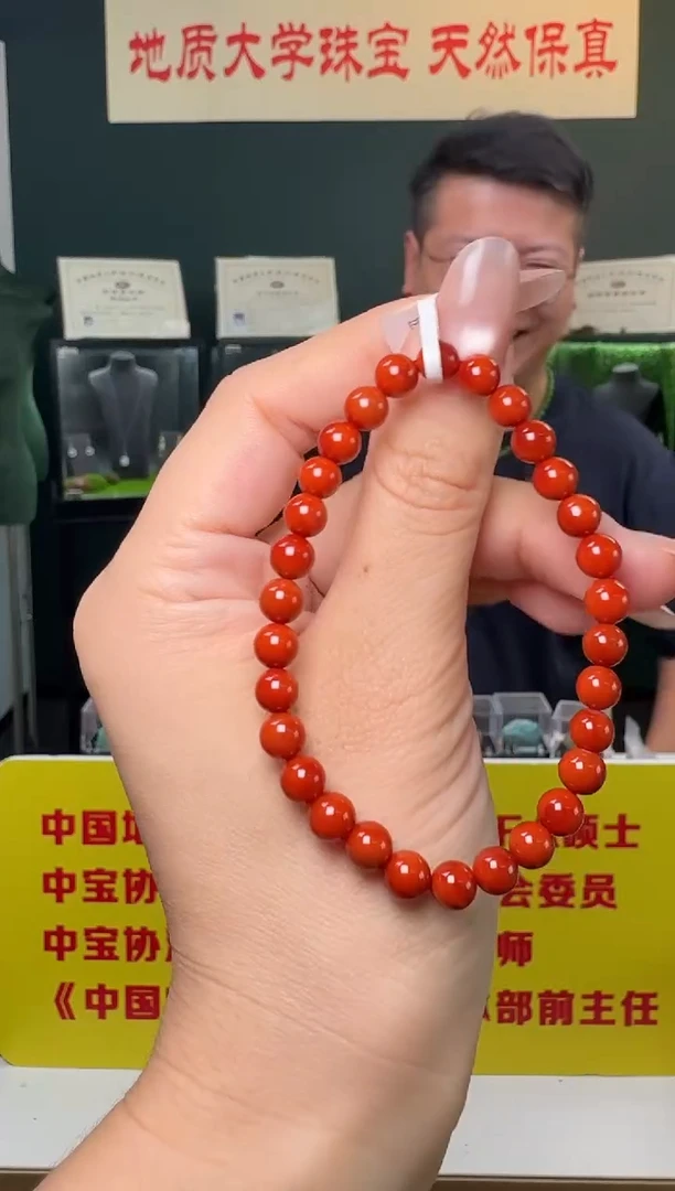 未镶嵌手串南红玛瑙满色满肉南红玛瑙圆珠手串6-6.5mm