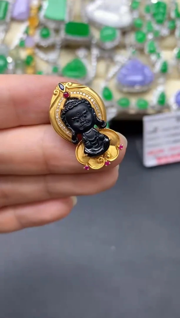 翡翠18K金镶嵌颈饰391-中国好珍宝