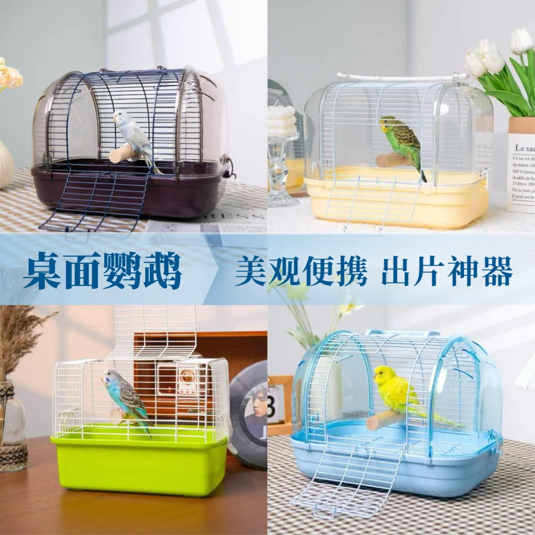 （桌面鹦鹉 出片神器）9件套宠物鹦鹉带笼组合 颜值设计 美观便携1
