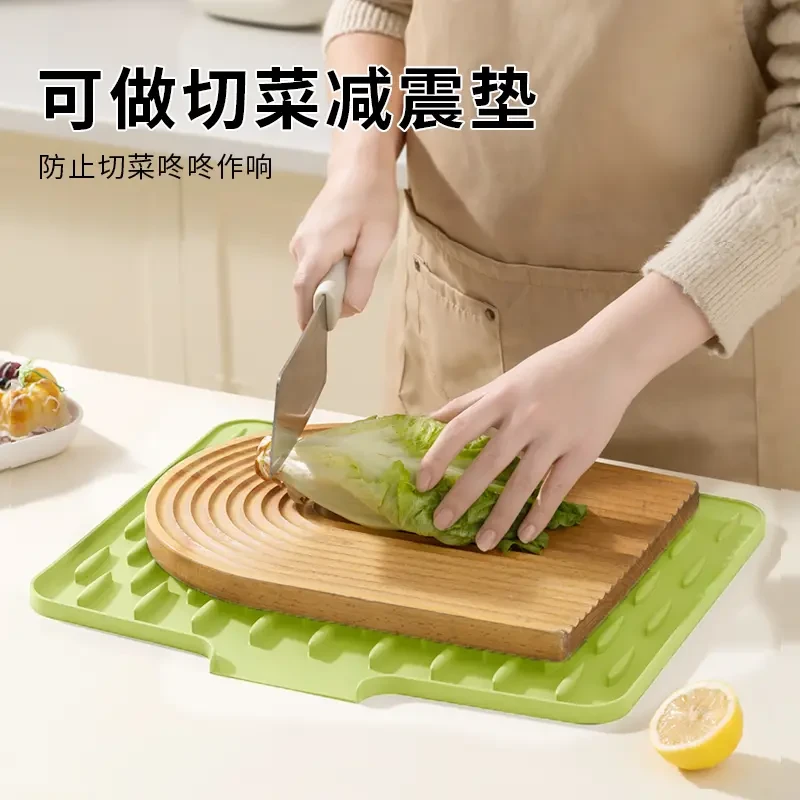 洛诺兔斜坡硅胶沥水垫厨房防烫隔热锅垫加厚台面垫防滑菜板固定垫