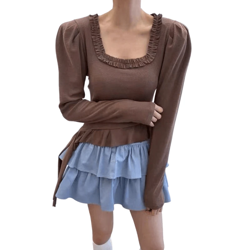 「主播推荐秋季新款」2671款不规则花边T桖