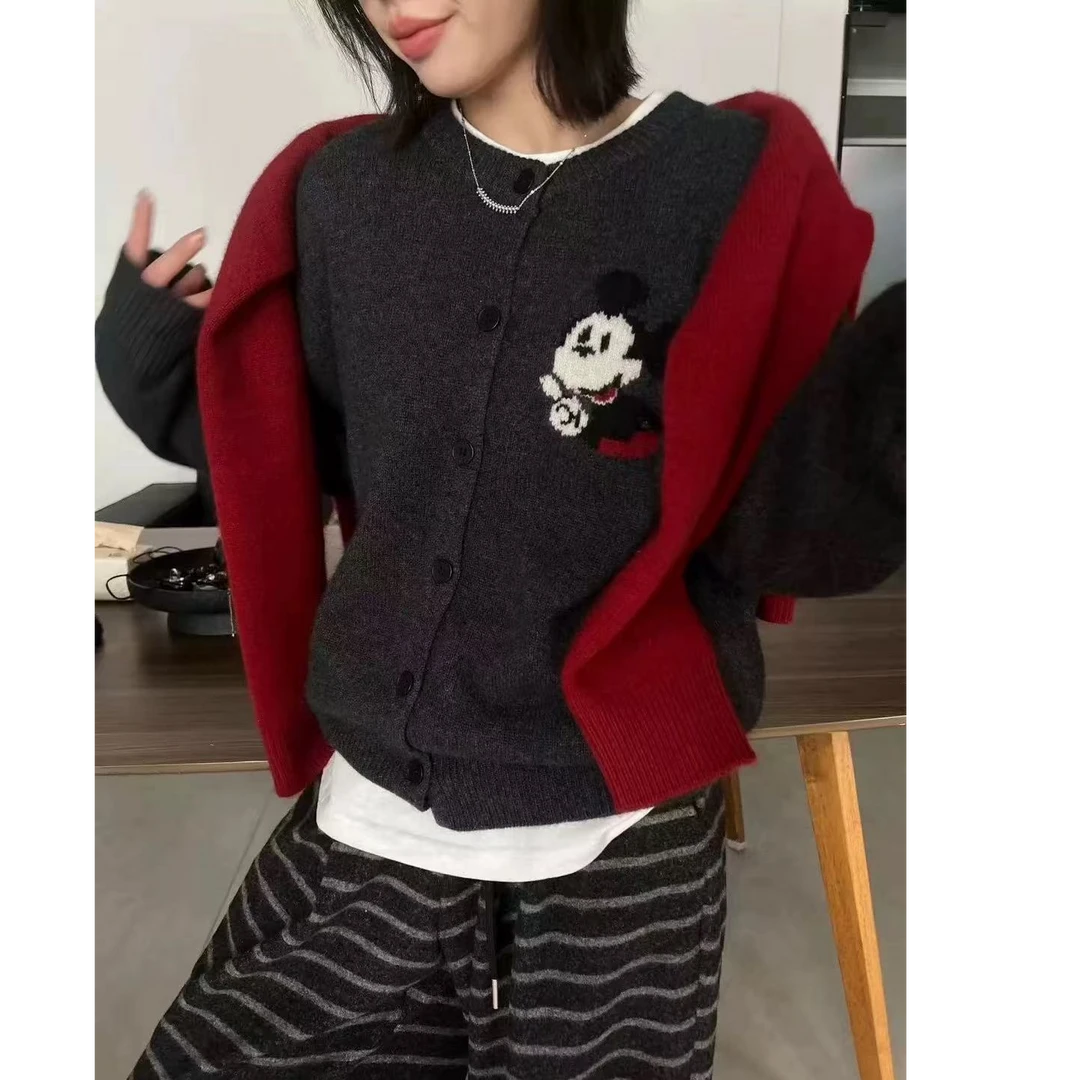 卡通宽松百搭欧货毛衣外套女秋冬新款外套针织开衫上衣A619