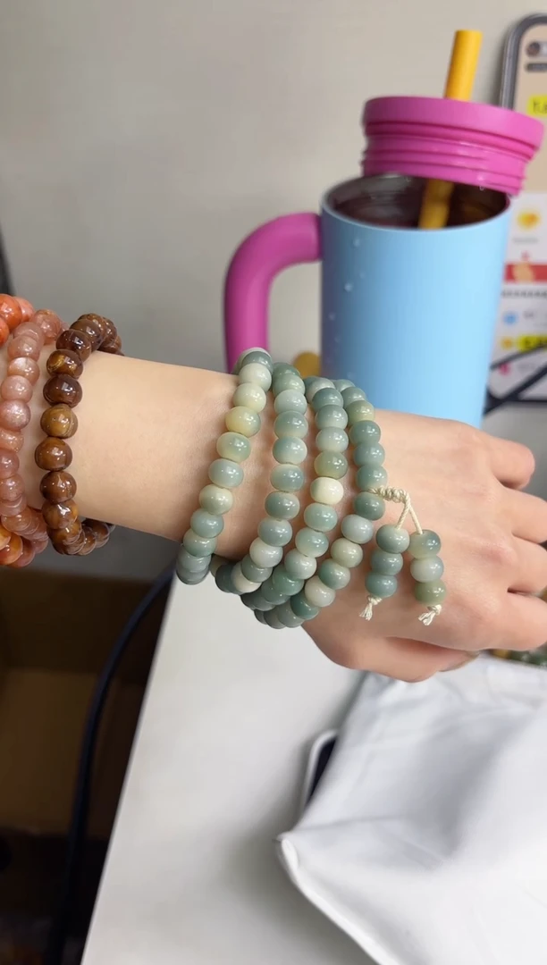 手串菩提根/象牙果半山半水玉化算盘7*9mm念珠