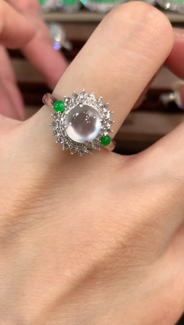 翡翠戒指18K金镶嵌a222多样性一件发货