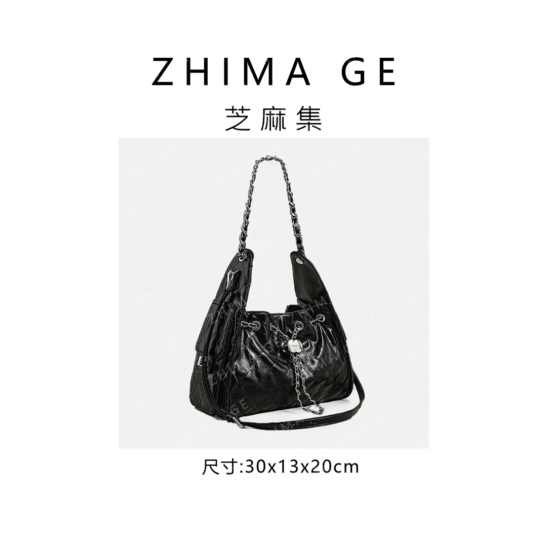 【芝麻集】SK-92508-黑色RAIN.CUN简约休闲百搭腋下斜跨轻奢女包