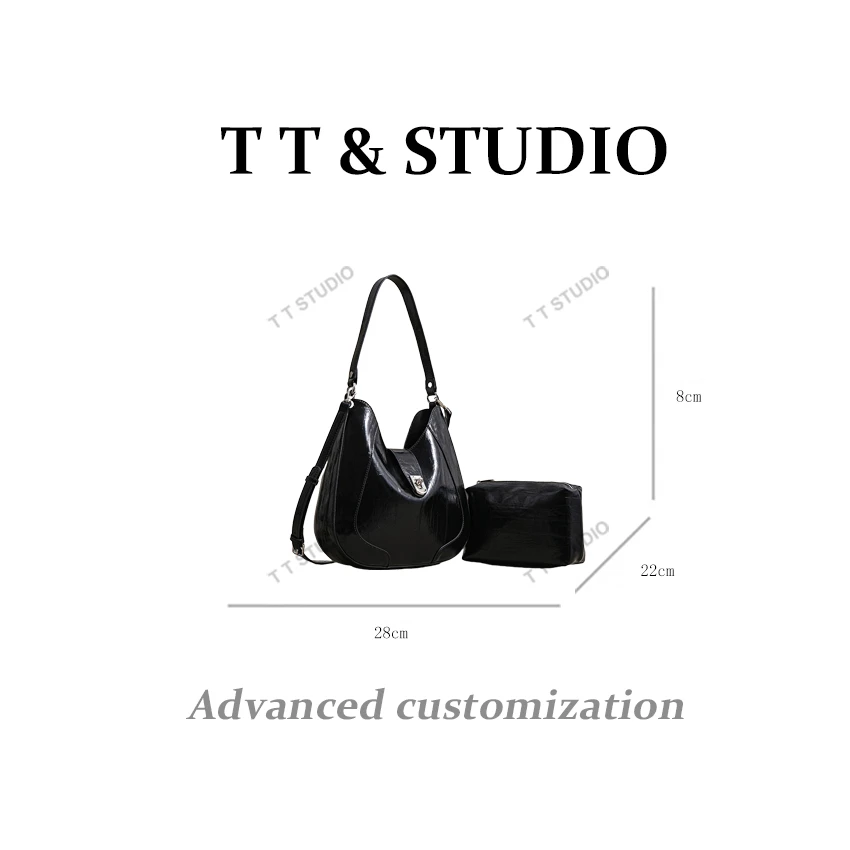 【TT Studio】SK-62739-1-黑色RAIN.CUN简约腋下斜跨轻奢女包