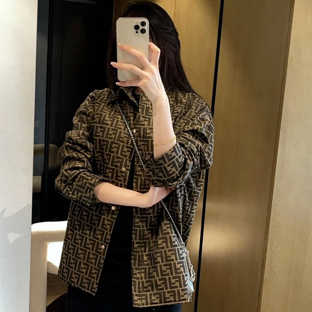 未使用 FENDI/芬迪 汤/P245723890/满印LOGO 夹克外套 48