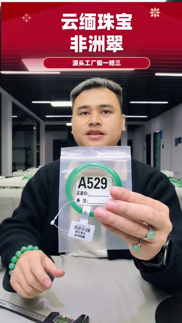 未镶嵌手镯石英质玉（非洲翠）61圈口A529