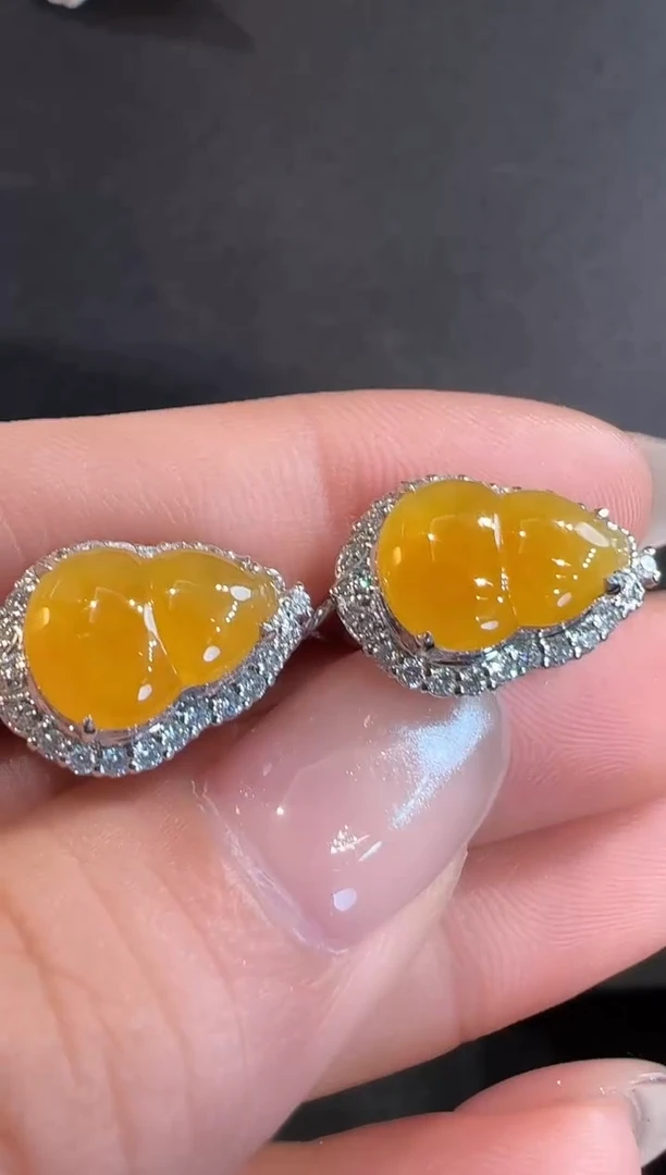 18K金镶嵌翡翠耳饰AL6耳包