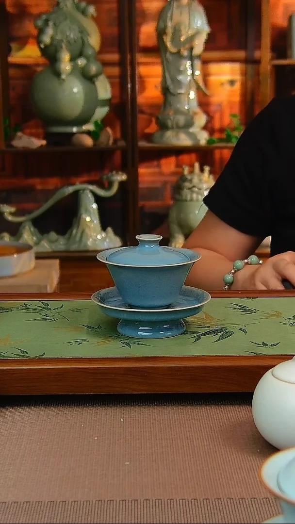 原矿汝瓷斗笠盖碗，不完美