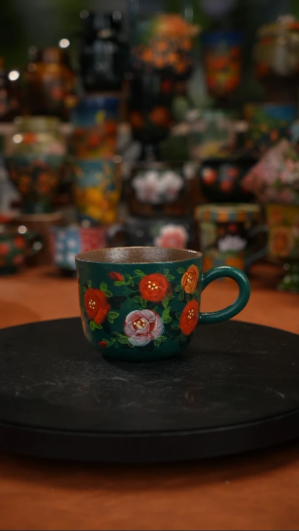 紫砂油画釉下彩手 绘