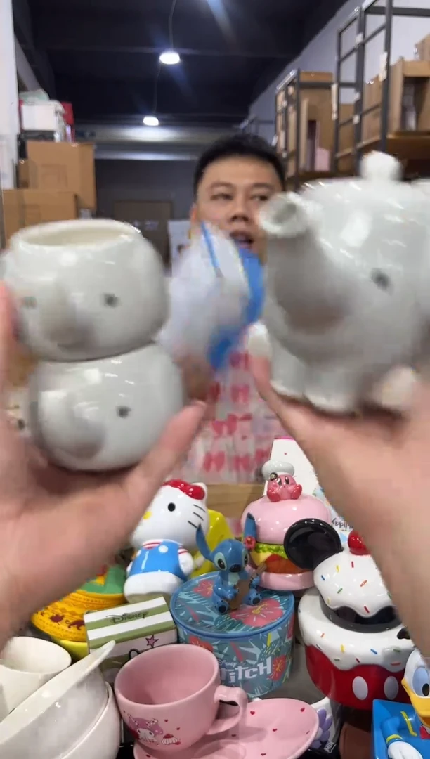 瓷片原盒大象茶壶套组