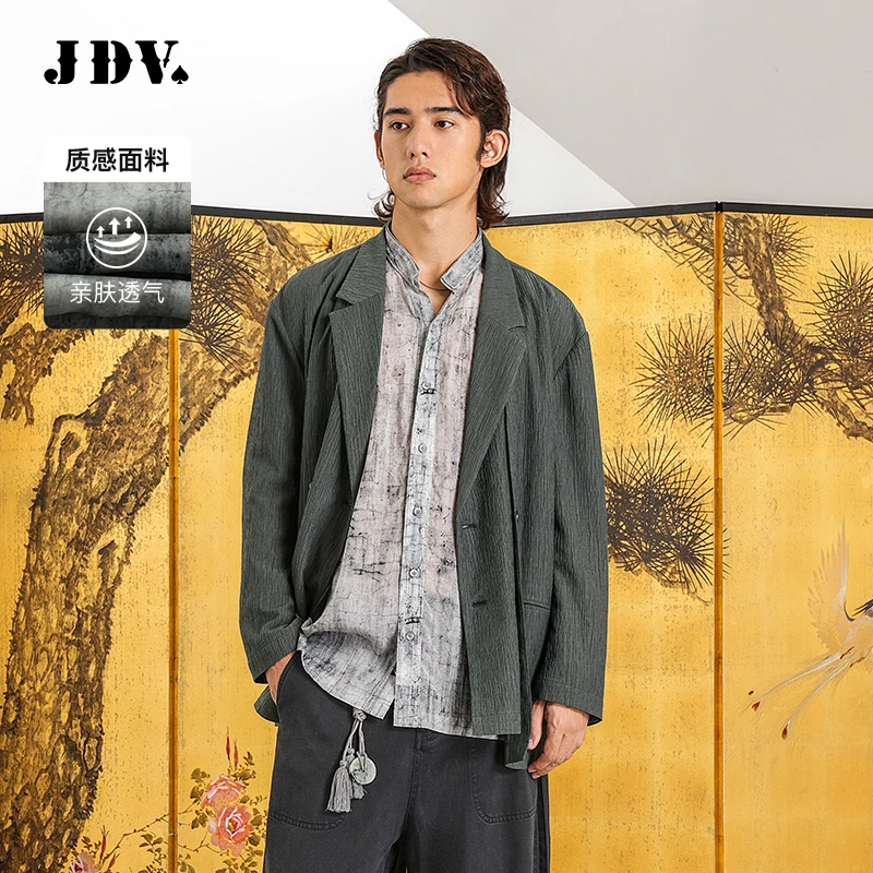 J.D.V2025商场同款春夏设计师新款休闲百搭宽松中袖衬衫SIH5219
