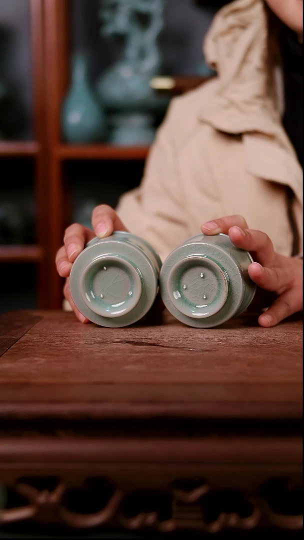 杯子陶浅**然青霁汝窑仿古釉  微瑕