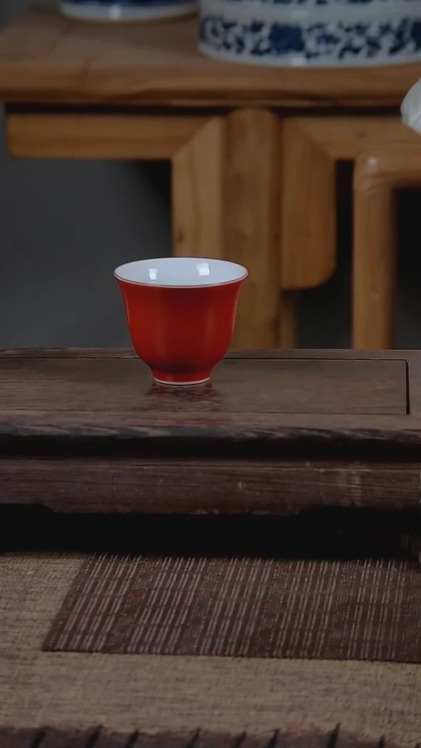 杯折葵非器手工手绘霁红主人杯