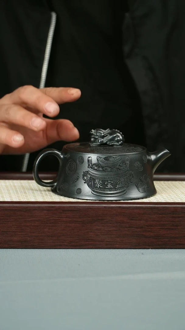 茶壶紫砂 石黄泥料 招财纳福