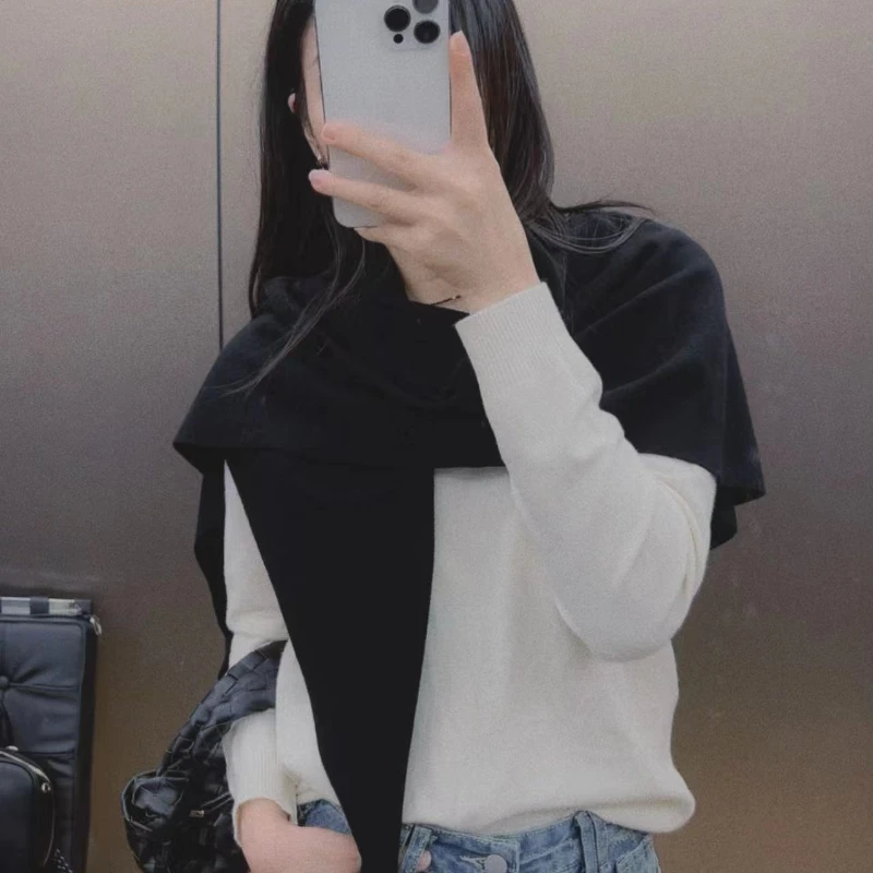 【susu】秋冬季时尚百搭简约女士纯色披肩围巾