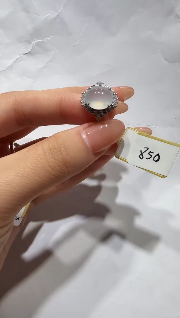 银S925镶嵌戒指翡翠缅甸A货翡翠戒指