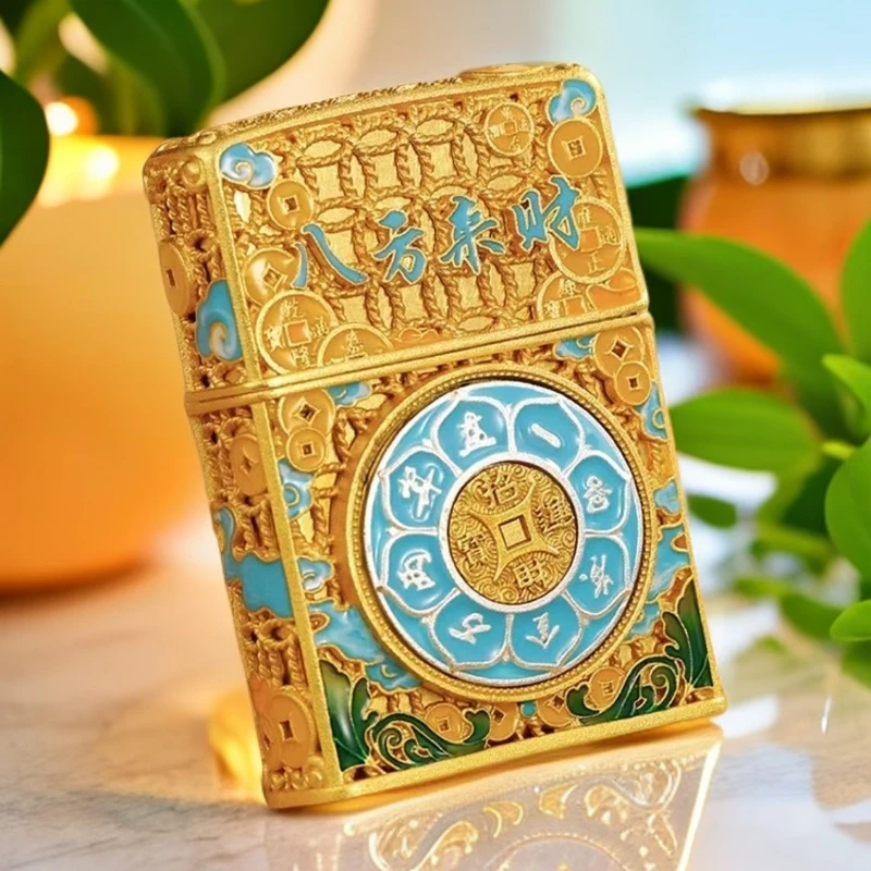ZIPPO打火机正品八方来财新春贺岁套壳花丝珐琅送礼收藏PWJ1