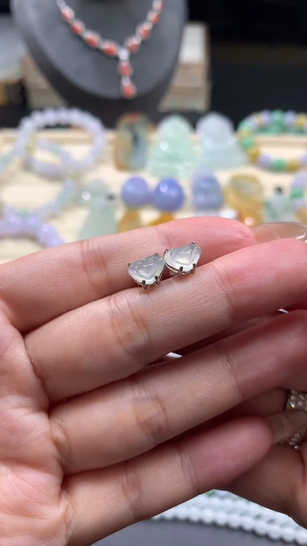 【闪购商品】翡翠耳饰银S925镶嵌翡翠