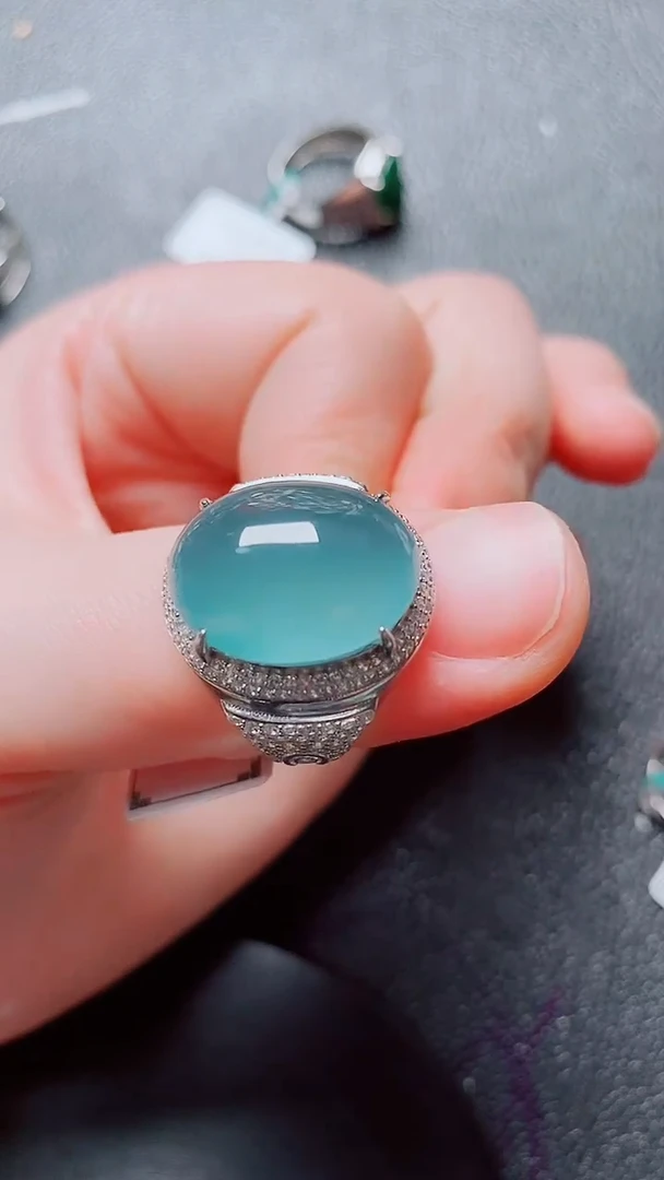 翡翠戒指银S925镶嵌翡翠