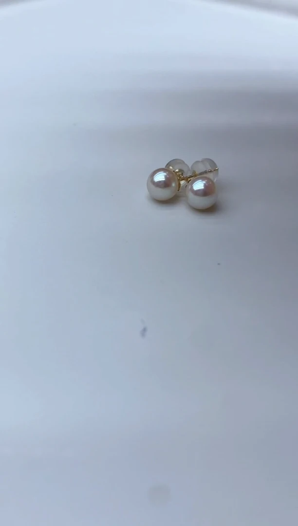 【闪购商品】海水珍珠耳饰18K金镶嵌6.5-7mm