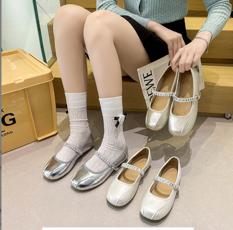 GH-复古小香风法式圆头单鞋2025夏季舒适百搭一字带软底玛丽珍鞋