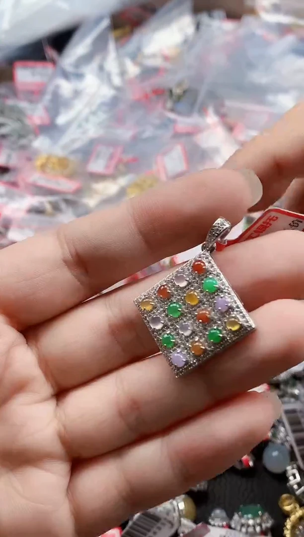 银S925镶嵌戒指翡翠天然A货缅甸翡翠