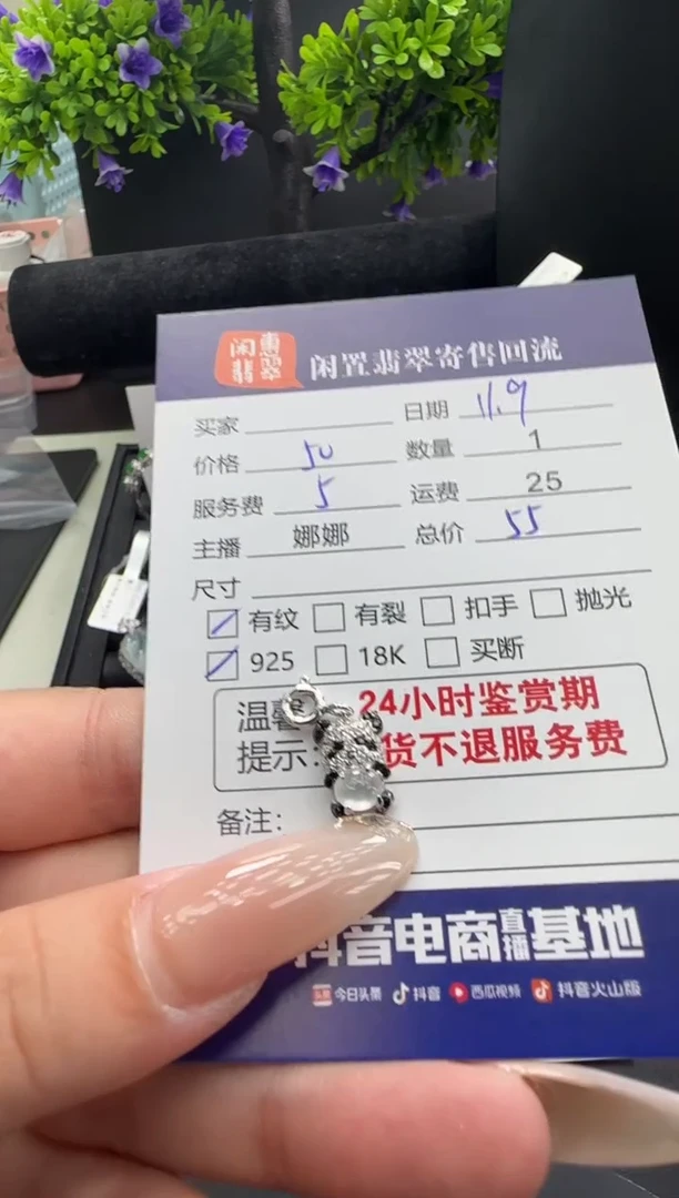 吊坠(不含链)银S925镶嵌翡翠翡翠吊坠